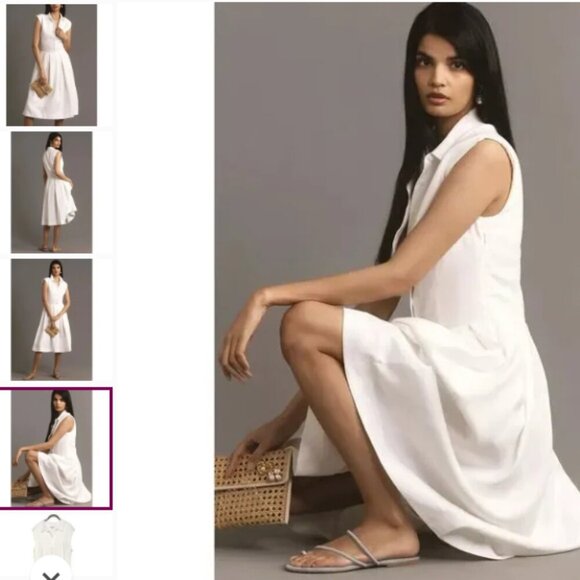 NWOT REFORMATION Prim Linen Midi Dress // White // Size 12 - Picture 4 of 10